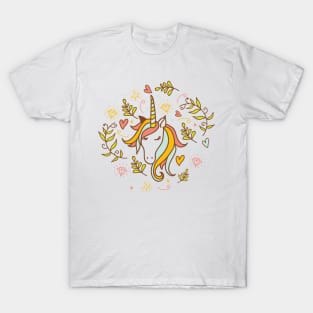unicorn illustrated  with doodles of hearts cool gift T-Shirt